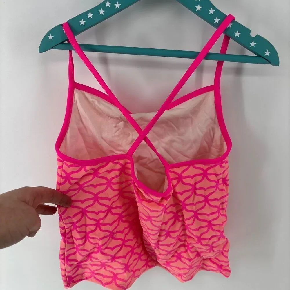 Vineyard Vines Girls Pink Geometric Print Swimwear Tankini Top Size Medium